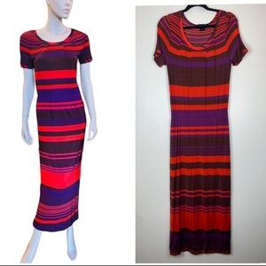 MARC by MARC JACOBS Dark Sepia Brown Multi Stripe Maxi Dress XS